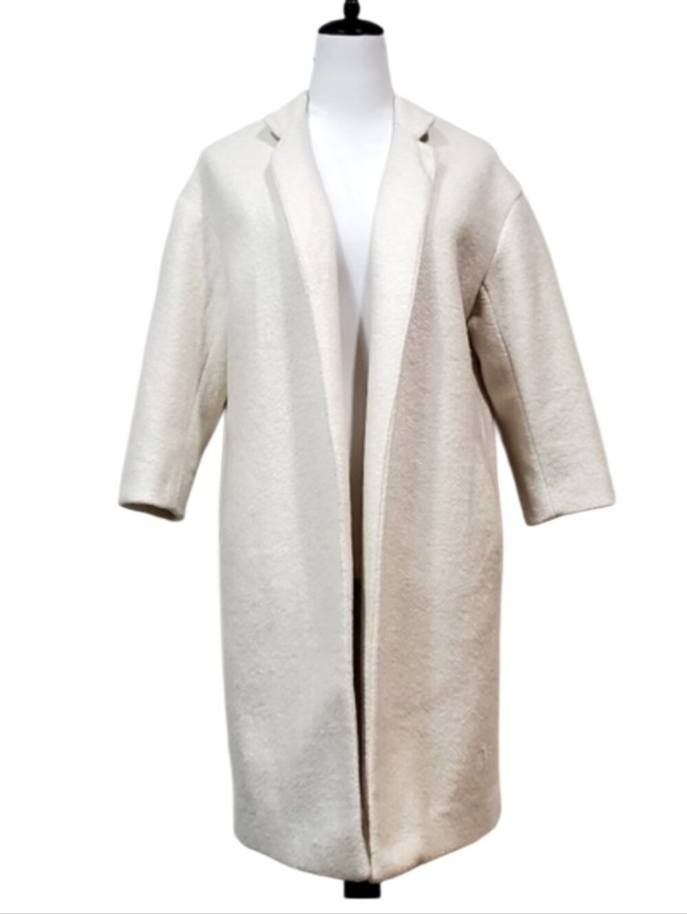 H&M Cream Duster Coat Wool Blend Long Length Size 2